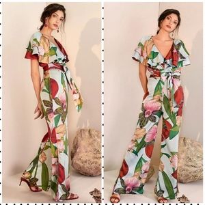 Azulu Floral / orchid print Wide leg Jumpsuit